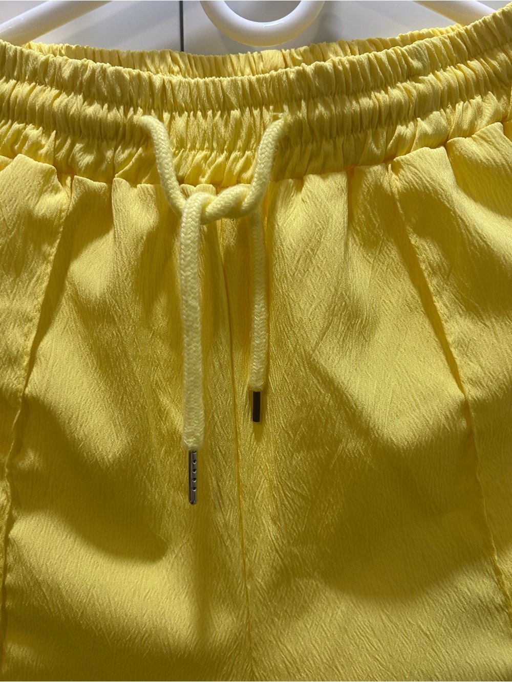 Yellow Drawstring wide leg pants